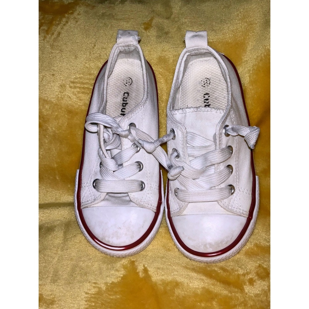 Cubufly‎ Canvas Sneakers Toddler Kids White Lace Up Casual Shoes
